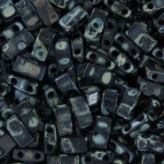 Miyuki half tila 5x2.4mm beads - Opaque picasso black HTL-4511